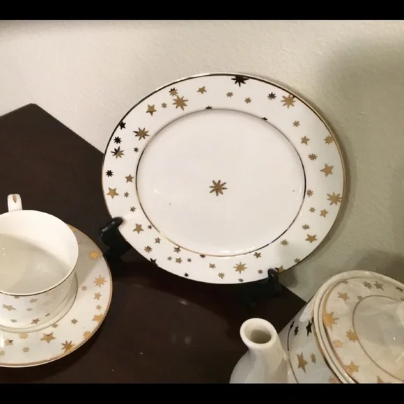 GALAXY FINE PORCELAIN CHINA BY SAKURA 14 KARAT TEA SET FOR 8 - Picture 6 of 11